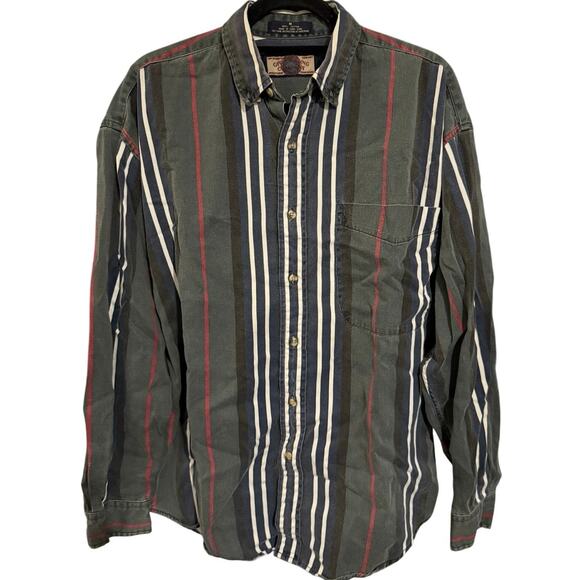 Vintage 80s/90s GFC Trading Company Striped Button Down Long Sleeve Shirt Medium - Picture 1 of 3